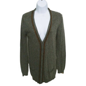 Dex Clothing Gray Knit Cardigan with Metal Chain Decoration Cashmere  Blend S